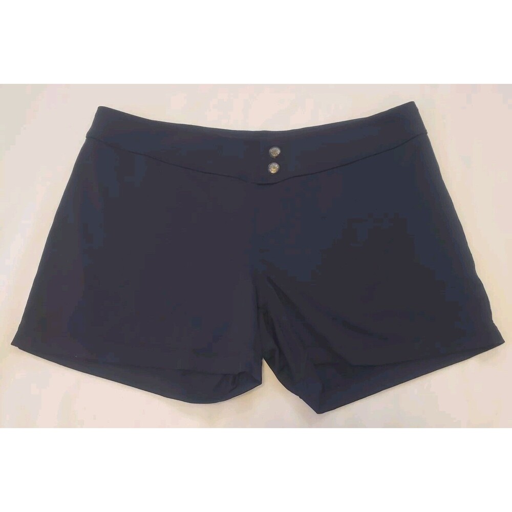 Athleta Bike Shorts Womens Sz XL Black Faux Button Sport Yoga